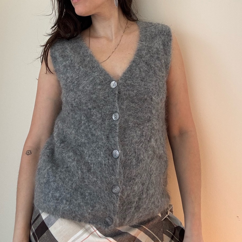 Mohair blend button down vest